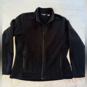 Eddie Bauer Women’s Zip Up Fleece Black Jacket Size L Wind Pro PolartechSpring
